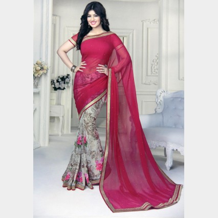 Vinay’s Soft Printed Georgette Sharee with all over rhine stone